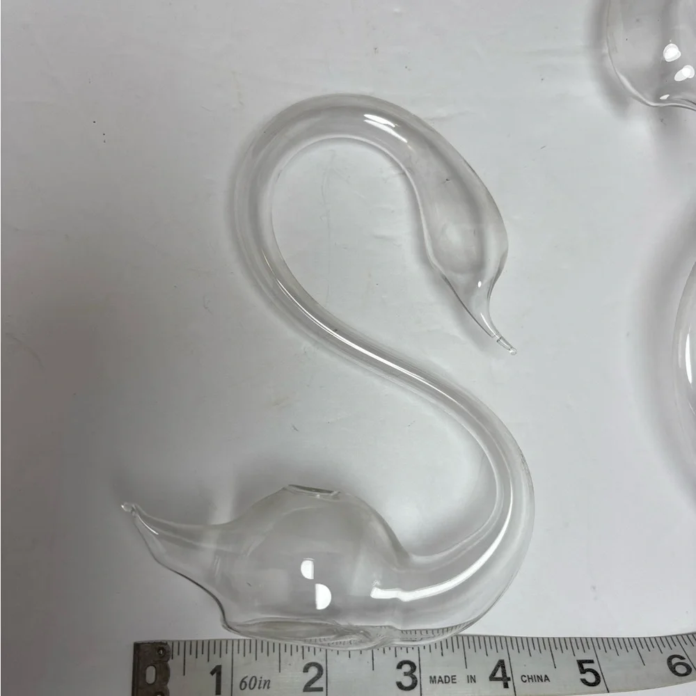 Vintage Pair of Delicate Clear Glass Swan Bud or Propagation Vases